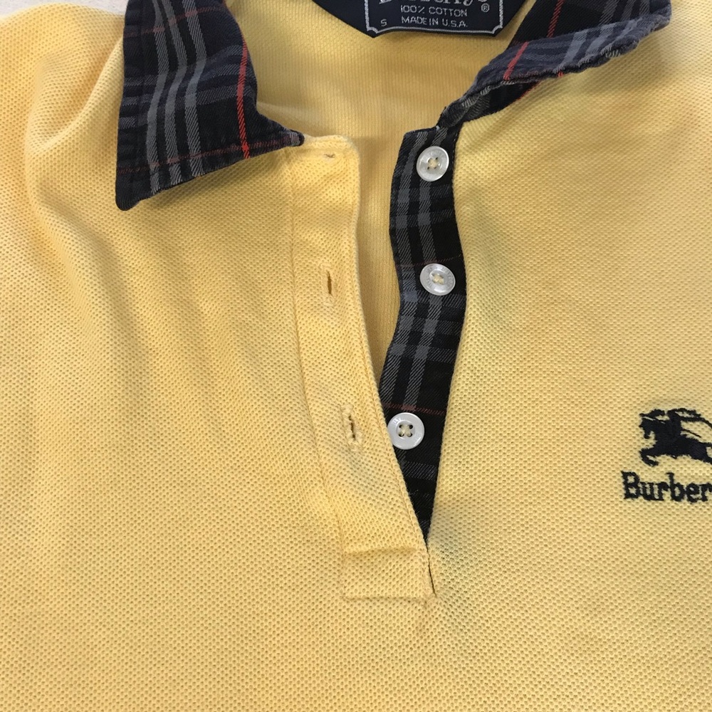 Burberrys Polo Shirt ; Short Sleeve Women’s Size S Color Yellow Nova Check Neck - Picture 10 of 13